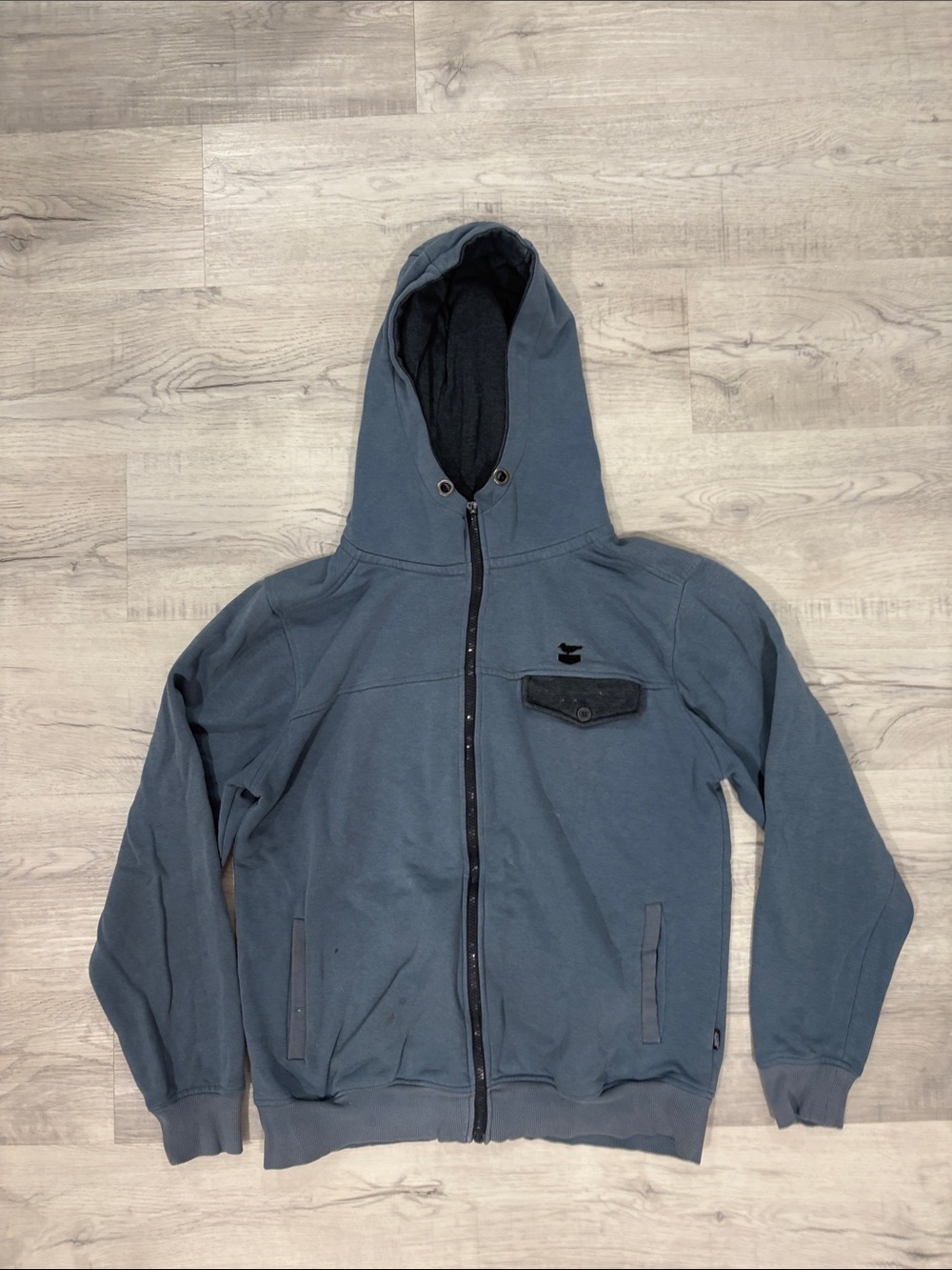 Men's Hooded Zip Jacket in Slate Blue